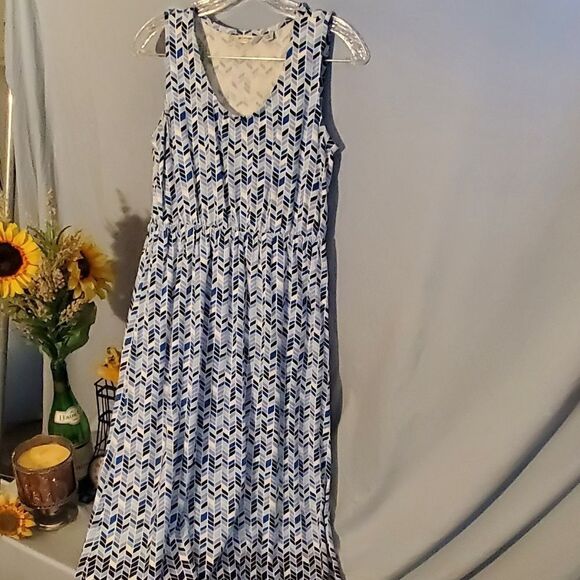 Liz Claiborne maxi sleeveless dress. Chevron style. SP. - Picture 1 of 7